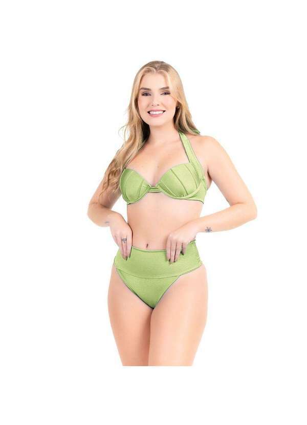 Hype Modas - Biquíni Feminino Moda Praia Calcinha Cós Alto Moda Praia Bojo Pistache