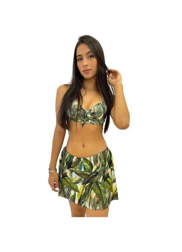 Hype Modas - Biquíni Feminino Moda Praia com Saia Embutida Disfarça Folhado