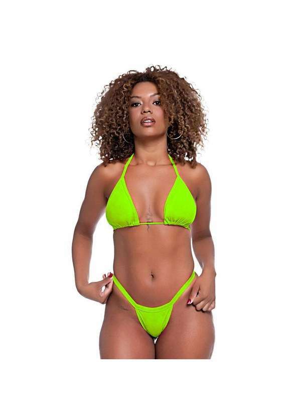 Hype Modas - Biquíni Feminino Moda Praia Fita Ideal para Marquinha Bronzeado Biquíni Verde Neon