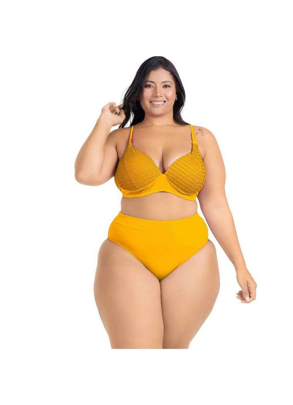 Hype Modas - Biquíni Plus Size Feminino Bojo Fixo Alta Sustentação Calcinha Biquini Amarelo