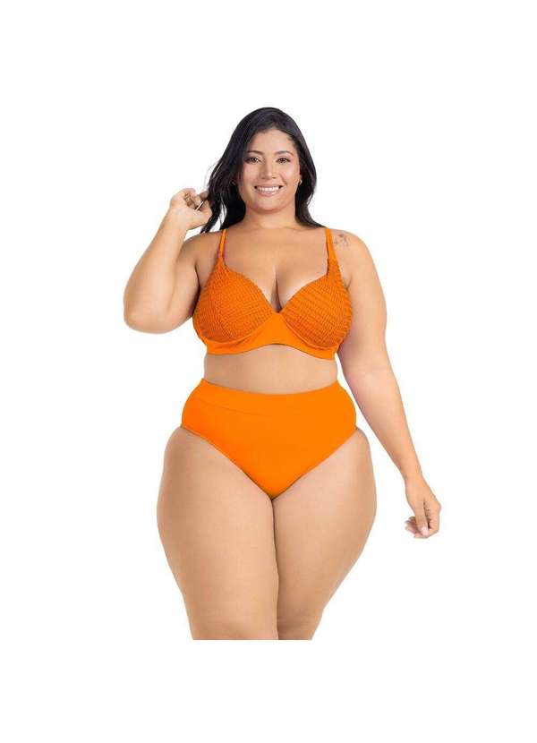 Hype Modas - Biquíni Plus Size Feminino Bojo Fixo Alta Sustentação Calcinha Biquini Laranja