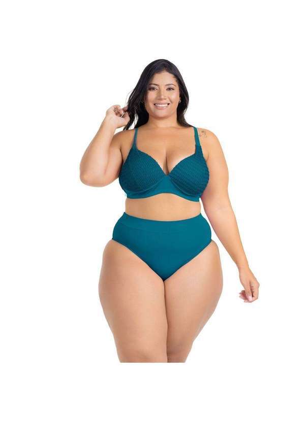 Hype Modas - Biquíni Plus Size Feminino Bojo Fixo Alta Sustentação Calcinha Biquini Petróleo