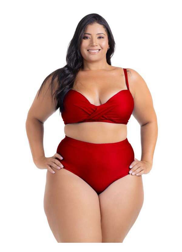 Hype Modas - Biquini Plus Size Feminino com Bojo Estruturado Alças Vermelho