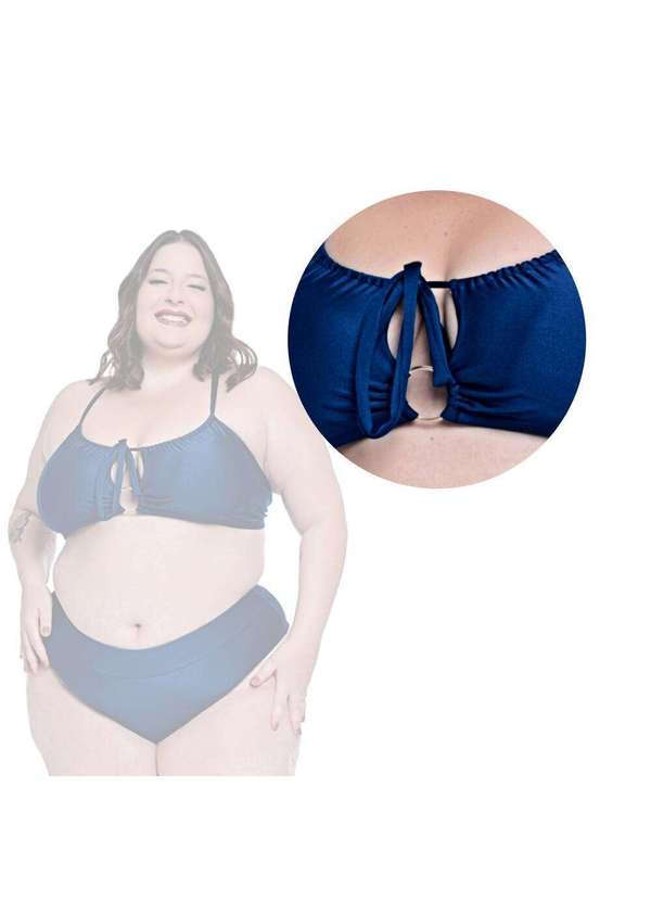 Hype Modas - Biquíni Plus Size Feminino com Bojo Removível Disfarça Biquíni Marinho 4
