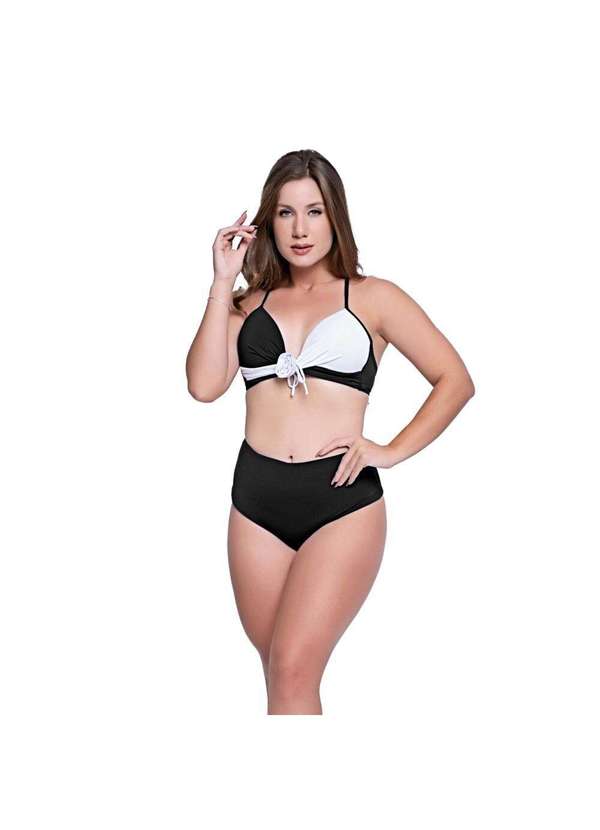 Hype Modas - Biquínis Feminino Kit 2 Peças Bicolor Chapa Barriga Cós Alto Preto e Marsala 2