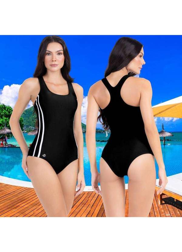 Hype Modas - Body Maiô Feminino Moda Praia Natação Poliamida Premium Liso Preto 3
