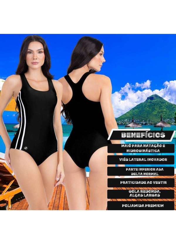 Hype Modas - Body Maiô Feminino Moda Praia Natação Poliamida Premium Liso Preto 7