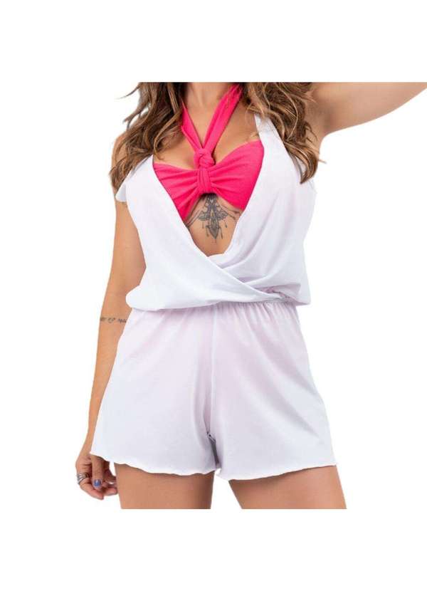 Hype Modas - .Macaquinho Feminino Saída de Praia Decotada Ideal para Piscina Branco 5