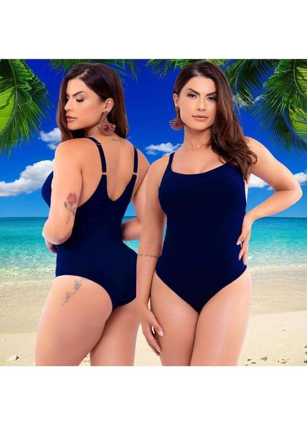 Hype Modas - Maiô Biquini  Praia Feminino Decote Costas Alças Ajustável Marinho 3