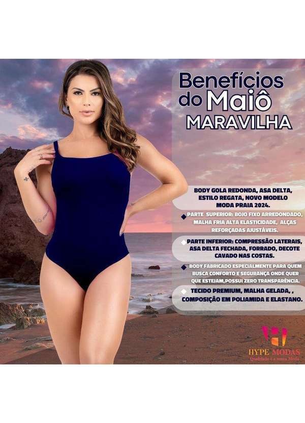 Hype Modas - Maiô Biquini  Praia Feminino Decote Costas Alças Ajustável Marinho 4