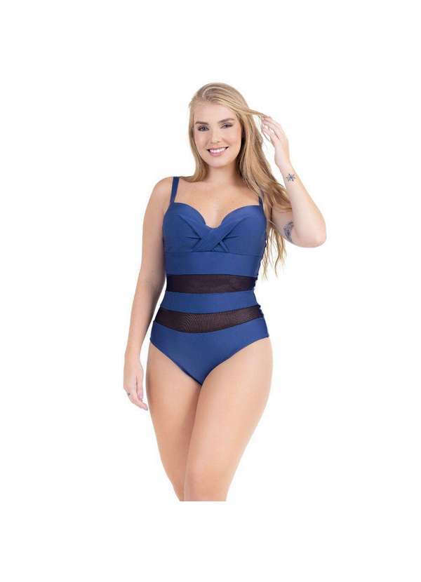 Hype Modas - Maiô Feminino Estruturado com Bojo Fixo Alças Ajustáveis Marinho