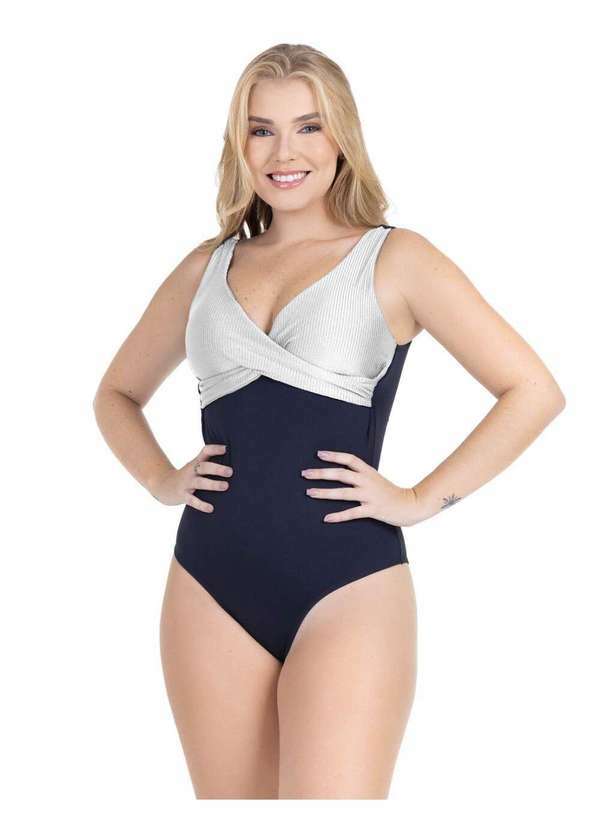 Hype Modas - Maiô Feminino Moda Praia com Bojo Canelado Transpassado Chapa Branco