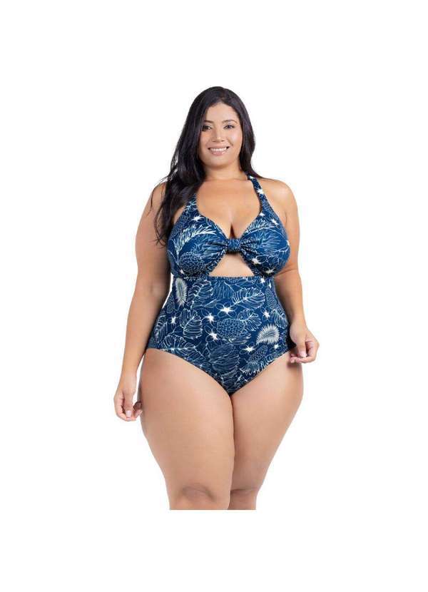 Hype Modas - Maiô Plus Size Estampado Chapa Barriga Bojo Removível Modela o Marinho