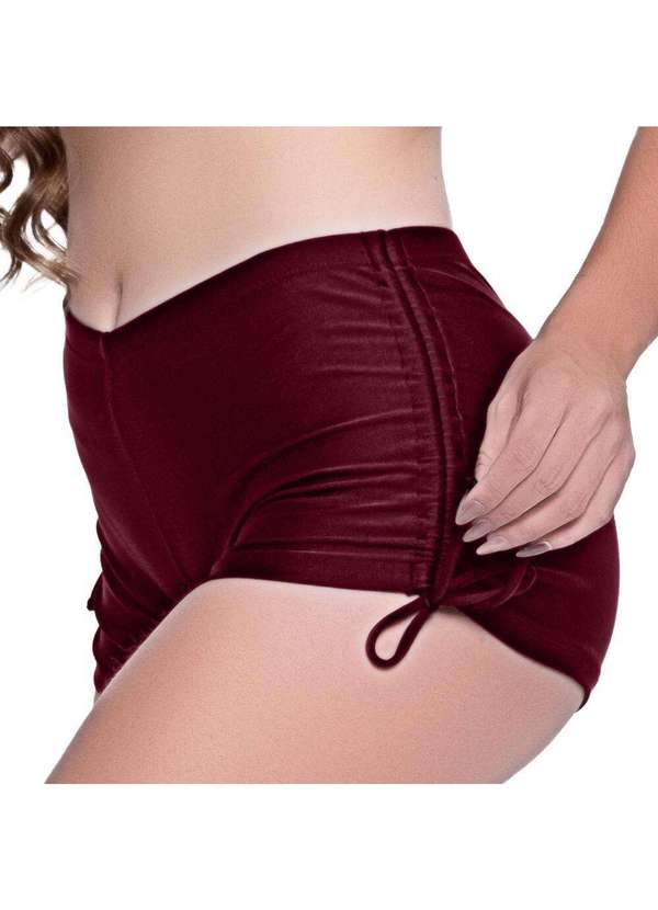 Hype Modas - Short Saída de Praia com Rolotê Ajustes Laterais Lançamento Short Marsala 3