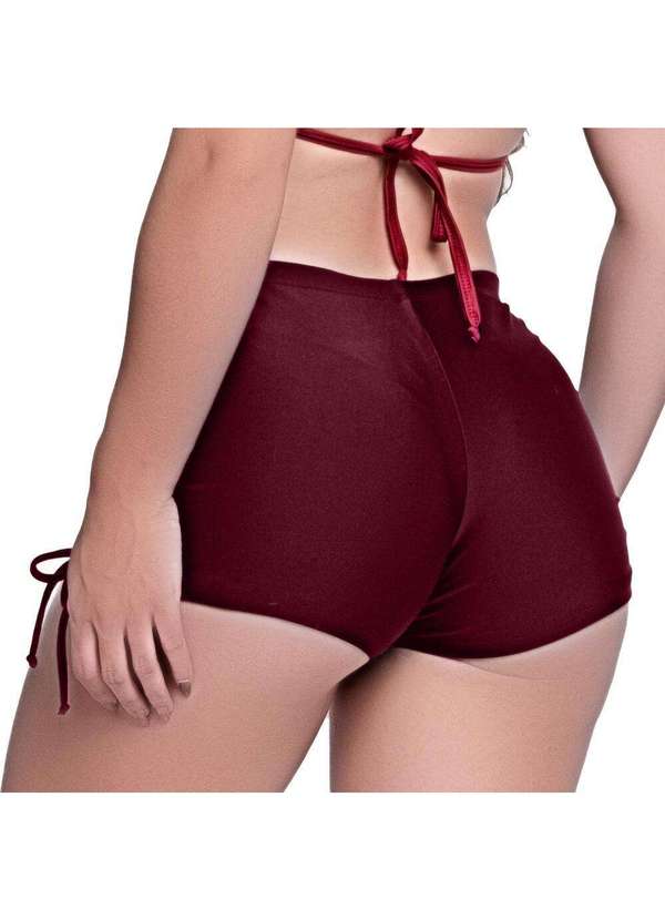 Hype Modas - Short Saída de Praia com Rolotê Ajustes Laterais Lançamento Short Marsala 4