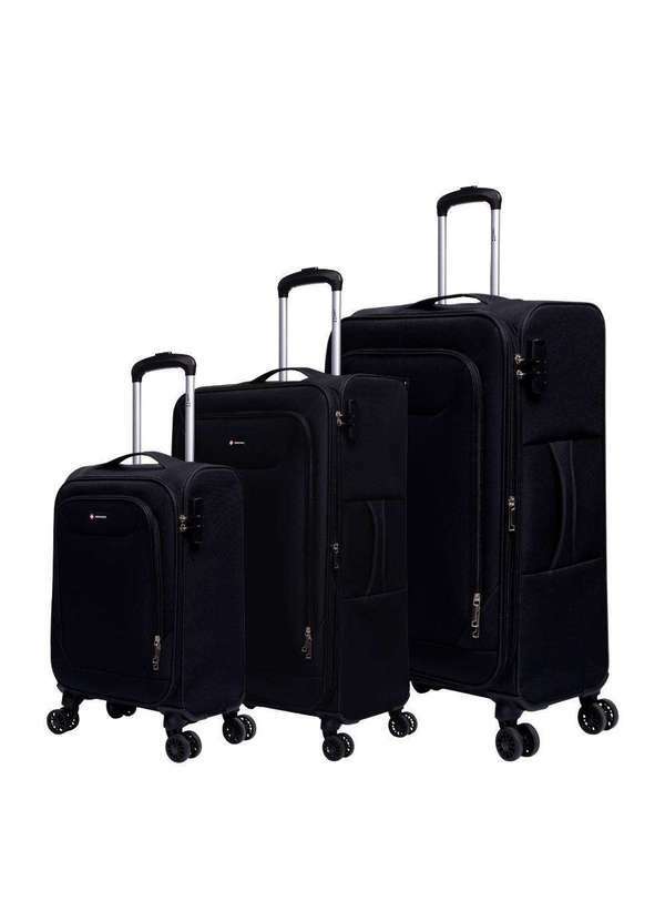 Swiss Move - Conjunto de Malas de Viagem P/M/G Boston Swiss Move Preto Preto
