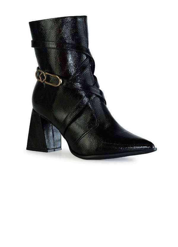 Bebecê - Bota Bebecê Cano Curto Tiras Salto Bloco Conforto Preto 3