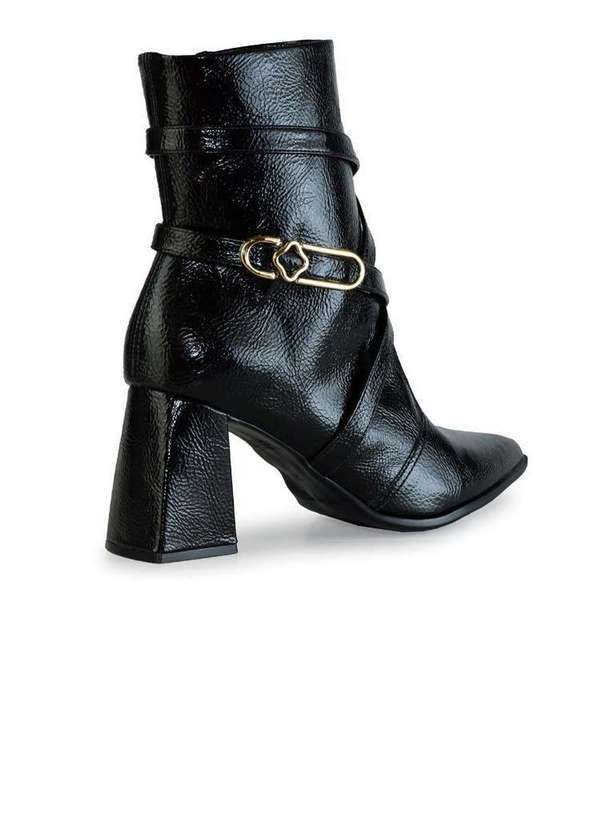 Bebecê - Bota Bebecê Cano Curto Tiras Salto Bloco Conforto Preto 4