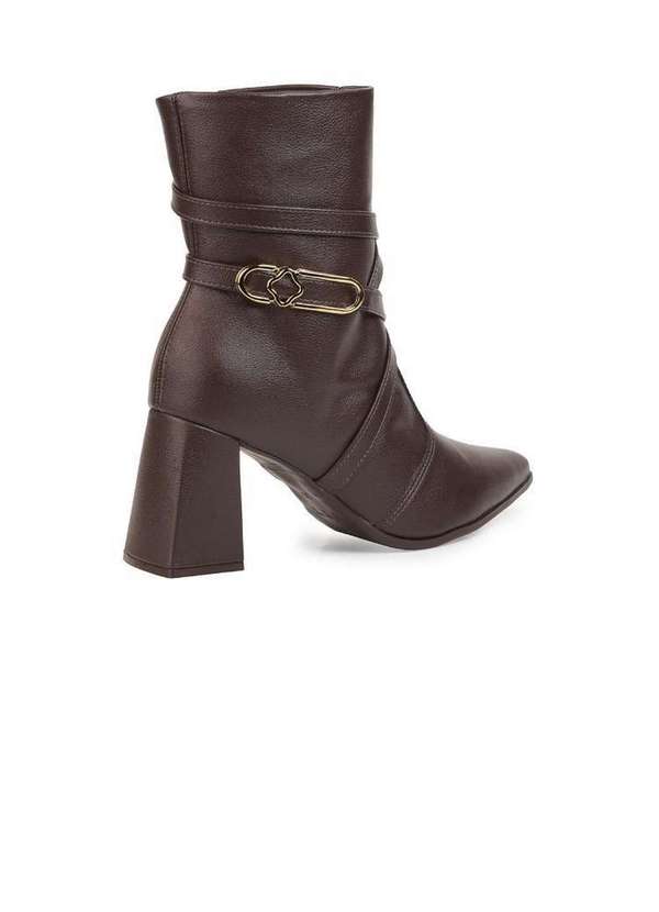 Bebecê - Bota Bebecê Cano Curto Tiras Salto Bloco Conforto Marrom 4