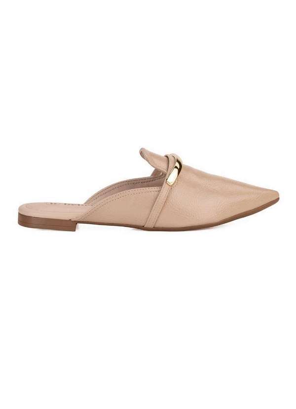 Bebecê - Mule Bebecê Fivela Metalizada com Enfeite Dourado Nude