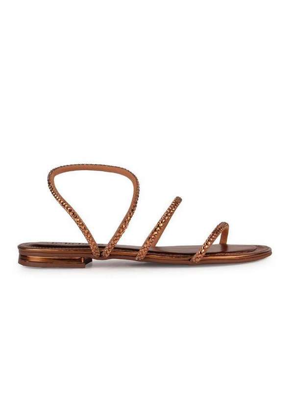 Bebecê - Sandália Rasteira Bebecê Calce Fácil com Strass Bronze