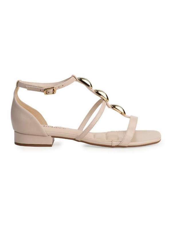 Bebecê - Sandália Rasteira Bebecê com Correntes Creme