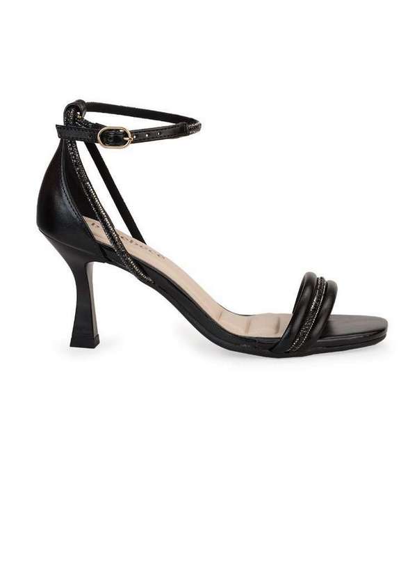 Bebecê - Sandália Bebecê Bico Redondo Salto Fino Tira Strass Preto