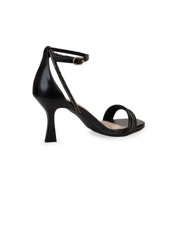 Bebecê - Sandália Bebecê Bico Redondo Salto Fino Tira Strass Preto 4