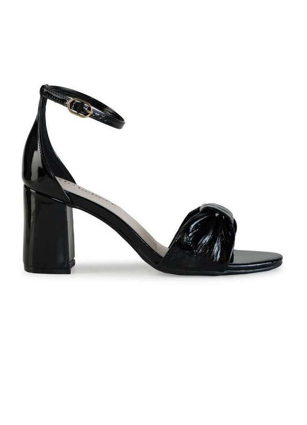 Bebecê - Sandália Bebecê Casual Salto Alto Bloco Tira Tope Preto