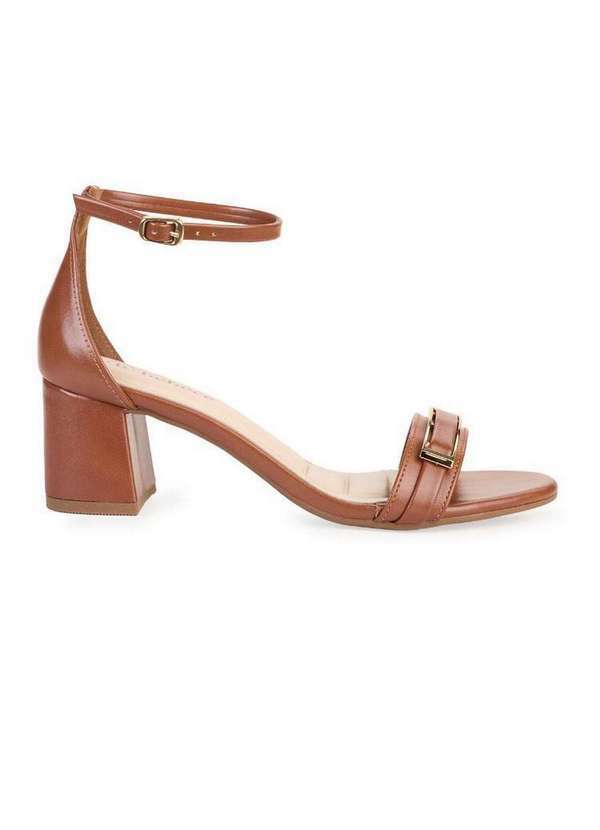 Bebecê - Sandália Bebecê Clássica Salto Bloco Tira com Enfeites Marrom