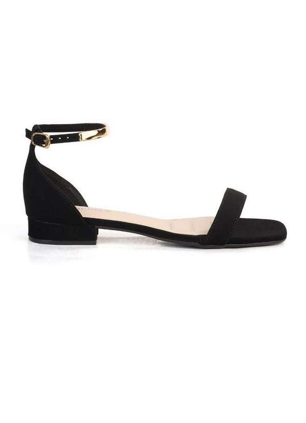 Bebecê - Sandália Bebecê Salto Baixo Tira com Detalhe Metalizado Preto