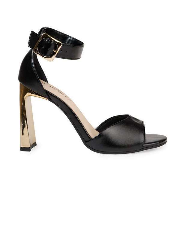 Bebecê - Sandália Bebecê Salto Bloco com Tira Frontal e Fivela Preto