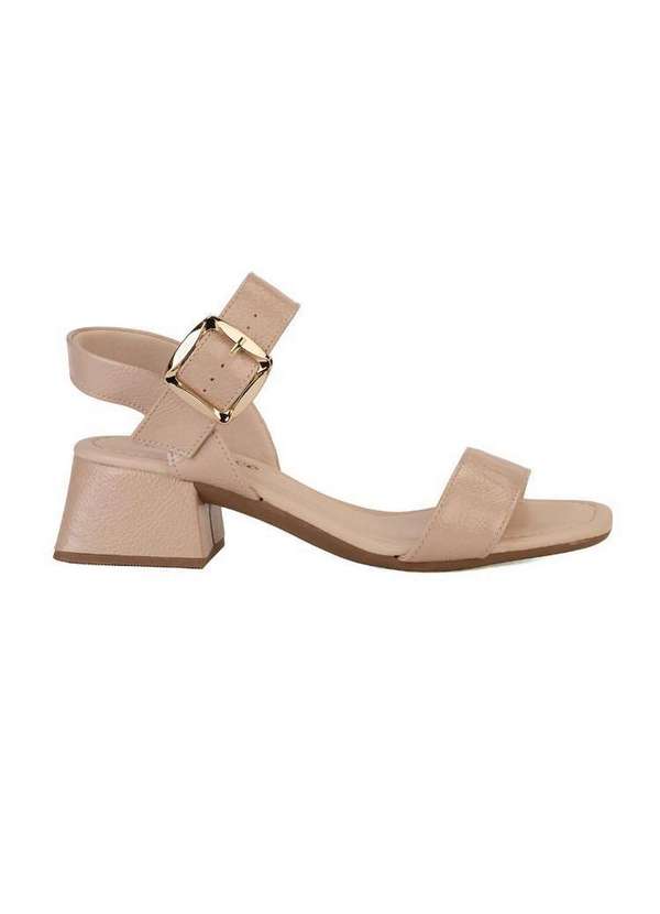 Bebecê - Sandália Bebecê Salto Bloco Maxi Fivela Bico Quadrado Nude