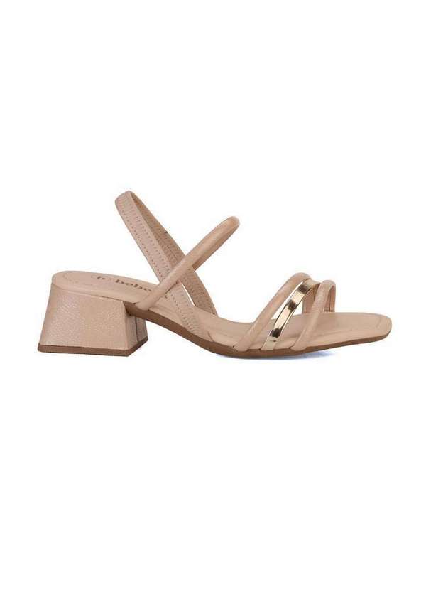 Bebecê - Sandália Bebecê Salto Bloco Multi Tiras Calce Facil Nude