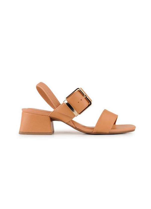 Bebecê - Sandália Bebecê Salto Geométrico Maxi Fivela Calce Fácil Bege