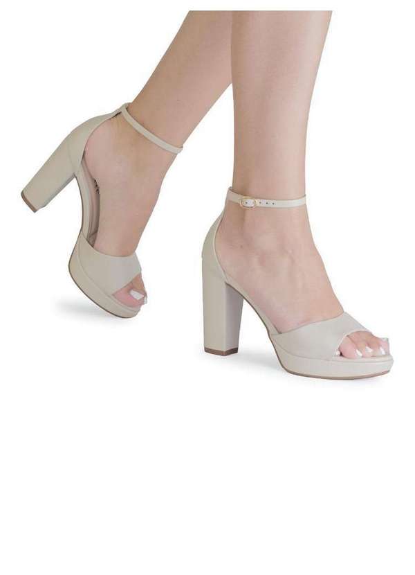 Bebecê - Sandália Meia Pata Bebecê Clássica Salto Alto com Fivela Creme 2