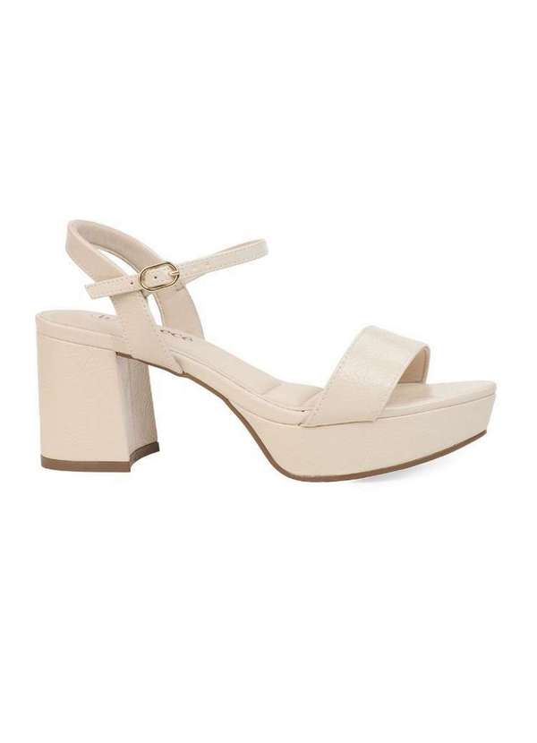 Bebecê - Sandália Meia Pata Bebecê Salto Médio Bloco com Fivela Aveia