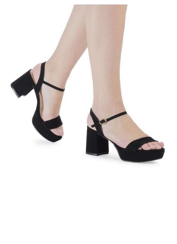 Bebecê - Sandália Meia Pata Bebecê Salto Médio Bloco com Fivela Preto 2