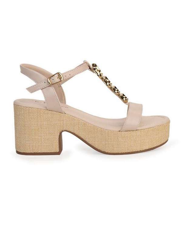 Bebecê - Sandália Meia Pata Bebecê Tira com Enfeites Geométricos Creme