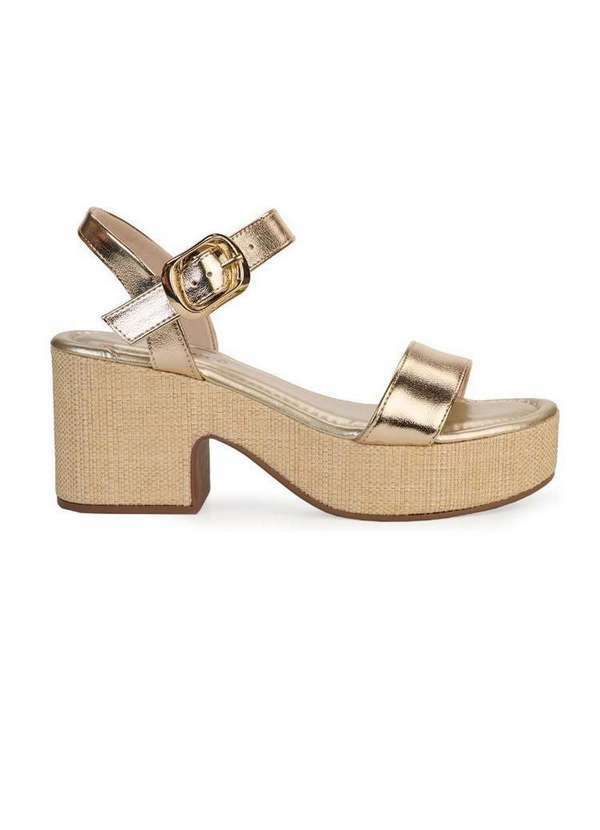Bebecê - Sandália Meia Pata Bebecê Tira Enfeite Geométrico Dourado