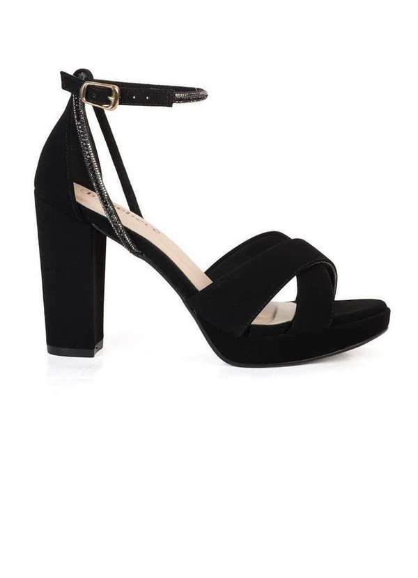 Bebecê - Sandália Meia Pata Bebecê Tiras Tramadas e Tira Strass Preto