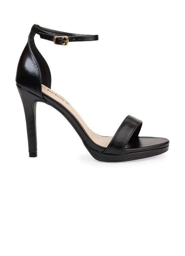 Bebecê - Sandália Salto Fino Bebecê com Tira Frontal e Tornozeleira Preto