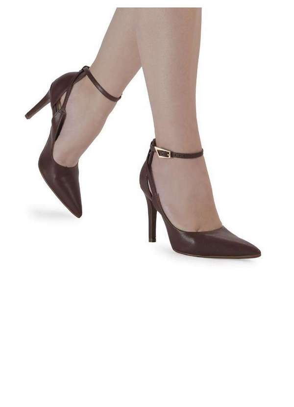 Bebecê - Scarpin Bebecê Elegante Moderno com Fivela Marrom 2