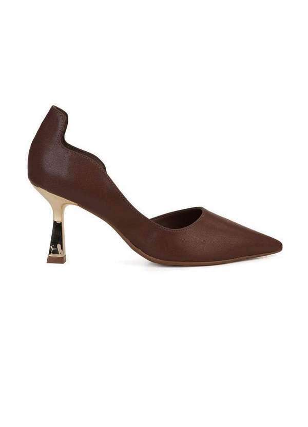 Bebecê - Scarpin Bebecê Lateral Aberta Salto Taça Marrom