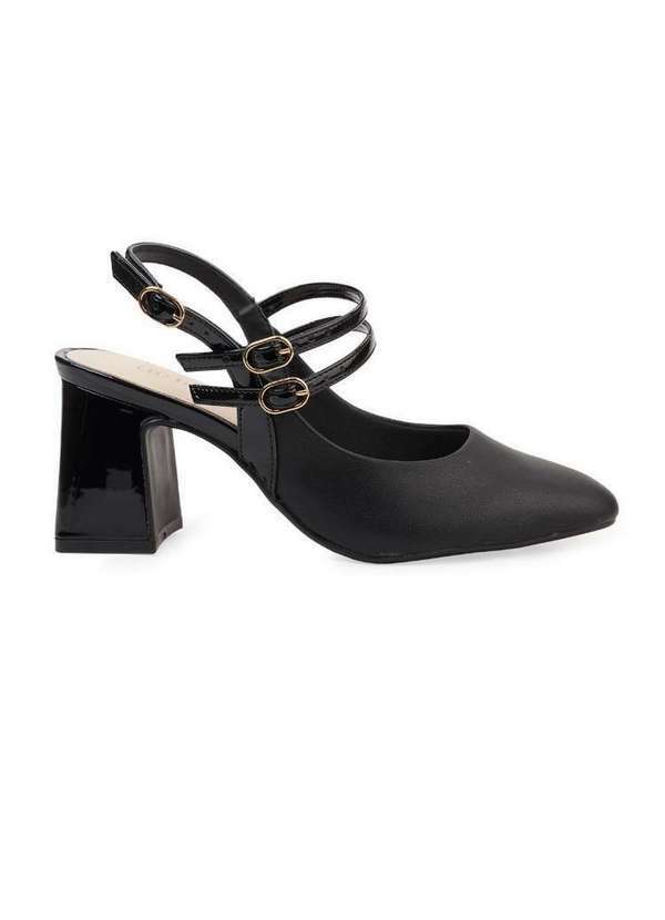 Bebecê - Scarpin Bebecê Multi Tiras com Salto Bloco Preto