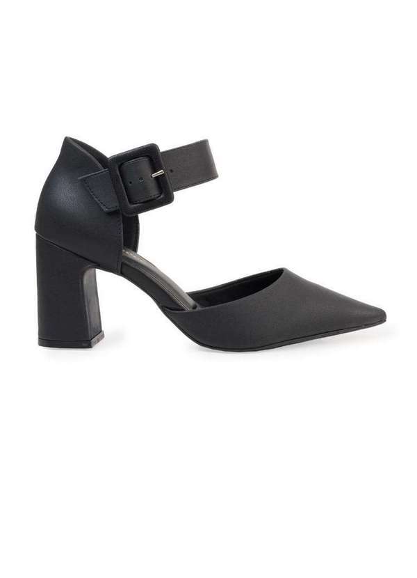Bebecê - Scarpin Bebecê Salto Alto Bloco Tira com Fivela Preto