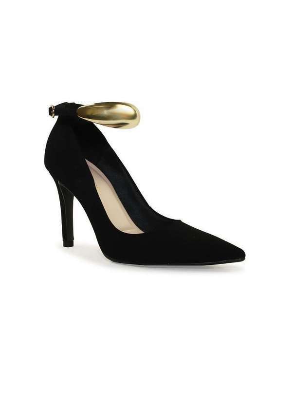 Bebecê - Scarpin Bebecê Salto Alto Fino Bold Tira com Fivela Preto 3