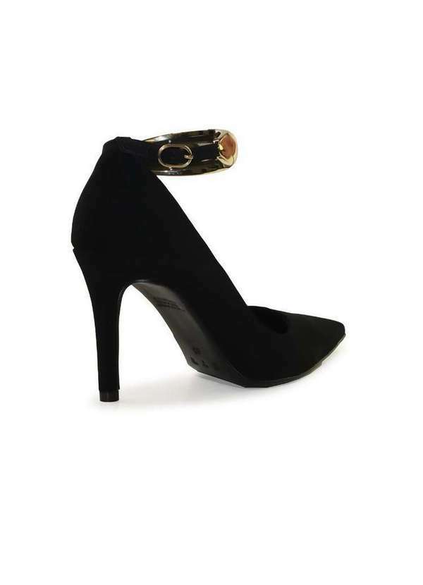 Bebecê - Scarpin Bebecê Salto Alto Fino Bold Tira com Fivela Preto 4