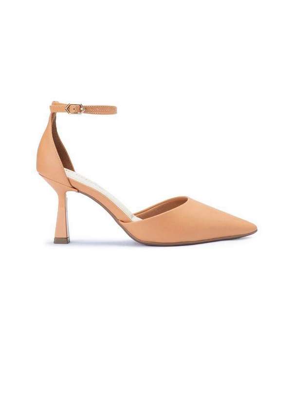 Bebecê - Scarpin Bebecê Salto Alto Taça com Fivela Bege