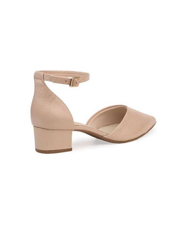 Bebecê - Scarpin Bebecê Salto Baixo Bico Fino com Fivela Nude 4